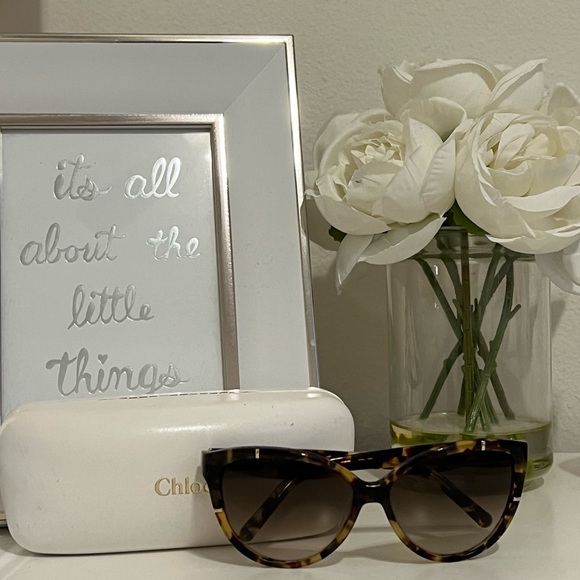 Chloe Caspia Cat-Eye Sunglasses, Tortoise - Picture 2 of 7